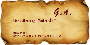 Goldberg Ambró névjegykártya